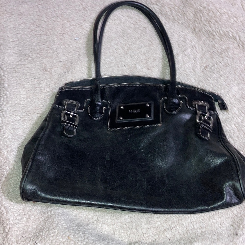 Prune black bag bovine leather